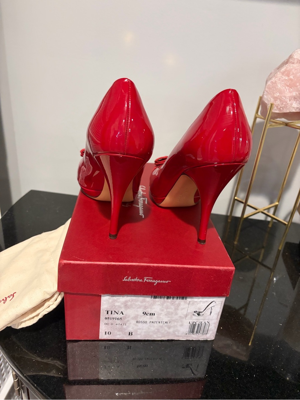 Salvatore Ferragamo Tina Red Patent Leather Bow Pumps - Picture 2 of 4